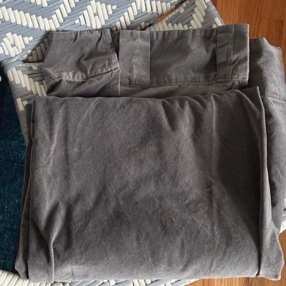 (2) West Elm cotton velvet pole top curtain drapes. Gray. 48x84”